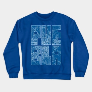 Puebla, Mexico Map Typography - Blueprint Crewneck Sweatshirt